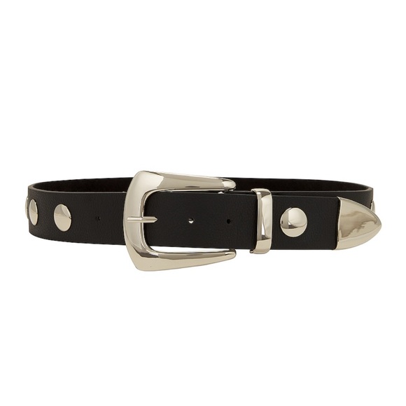 B-Low the Belt- Jordana Mini Motto Belt Black & Silver- large - Picture 1 of 5
